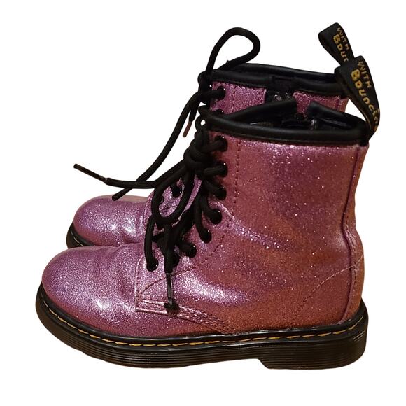Dr Martens Air Wair 1460 Glitter J Kids Combat Boots Side Zipper-Sz 11 - Picture 3 of 8